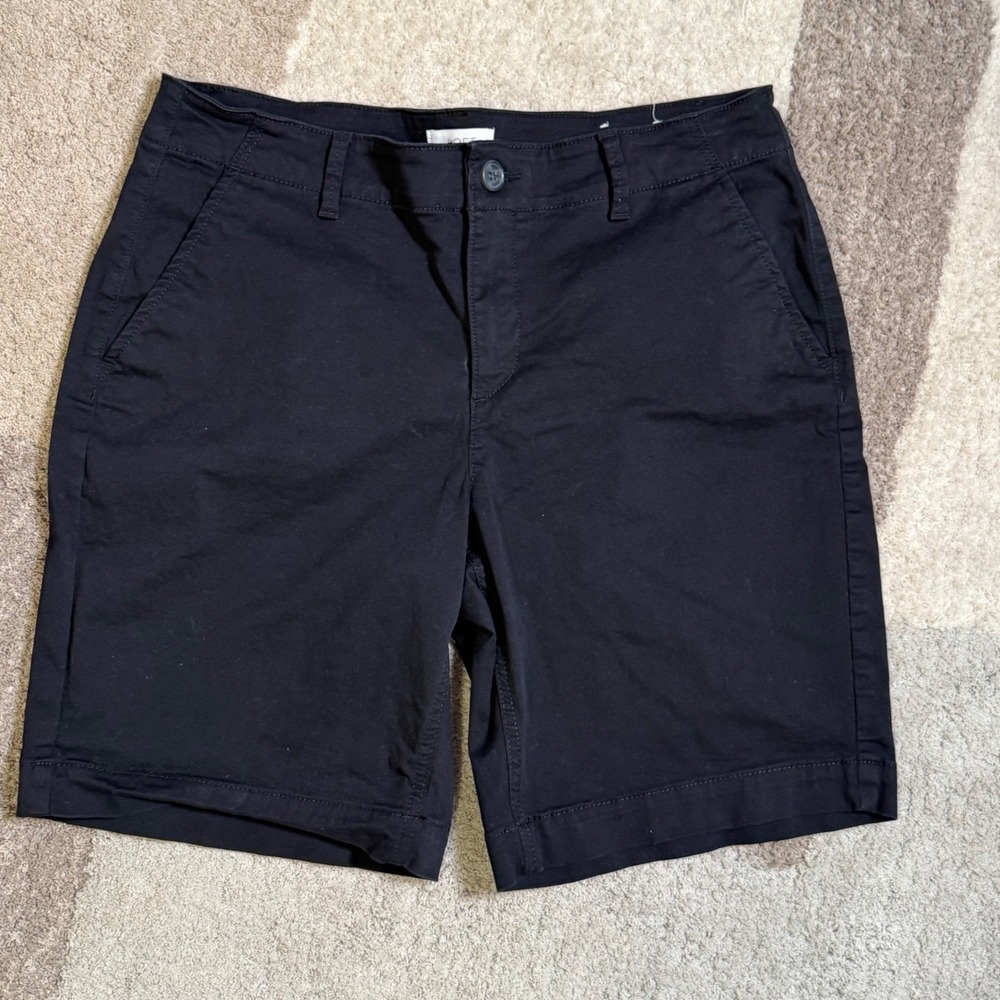 Loft Outlet Womens Black Chino Shorts Size 8 Stretch Cotton Casual 796132
